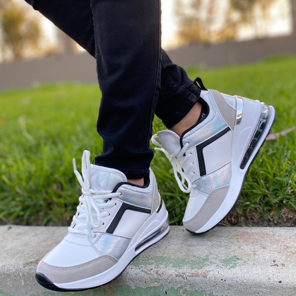 CLEARANCE! Kicks Holographic Wedge Sneakers - Picture 7 of 8